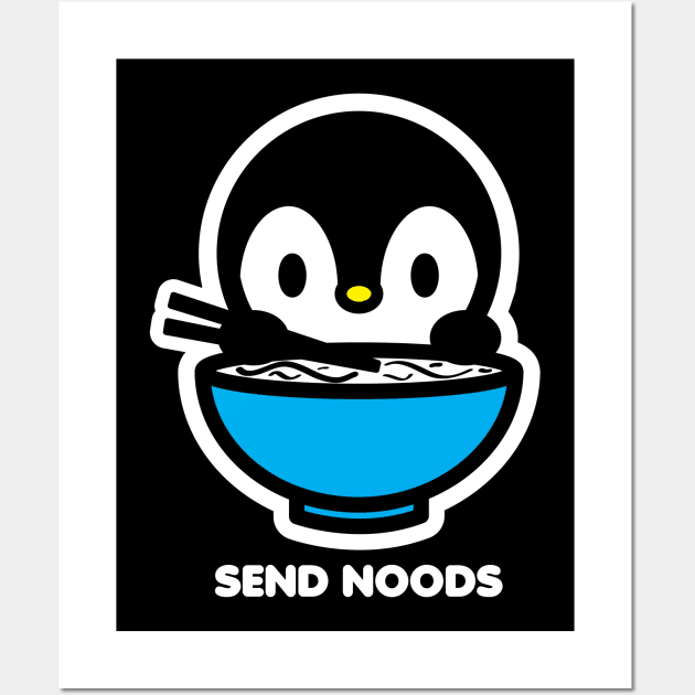 Penguin Bird Send Noods Food Noodles Pho Ramen Funny Animal Bambu Brand Wall Art by Bambu